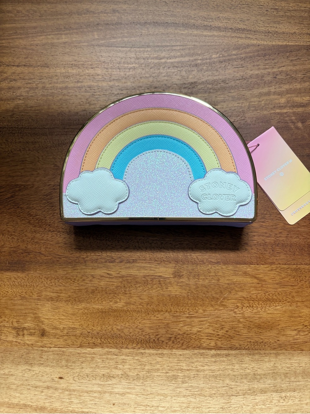 Stoney Clover Lane Rainbow Clutch in Pink, Peach, Yellow, Green, Blue, White